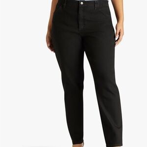 Lee Women's Plus Size Relaxed Fit Side Elastic Tapered Leg Jean black 20W long